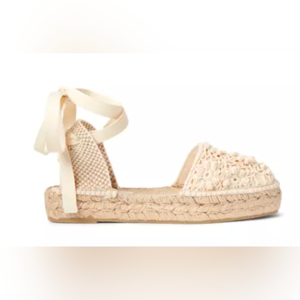 POLO Ralph Lauren CREAM Women's Macramé Platform Espadrille, US 9